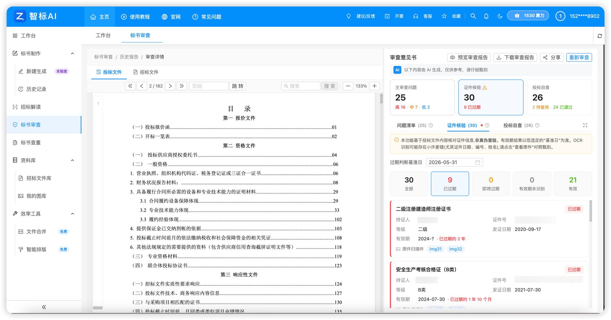 标书审查 · 审查意见书