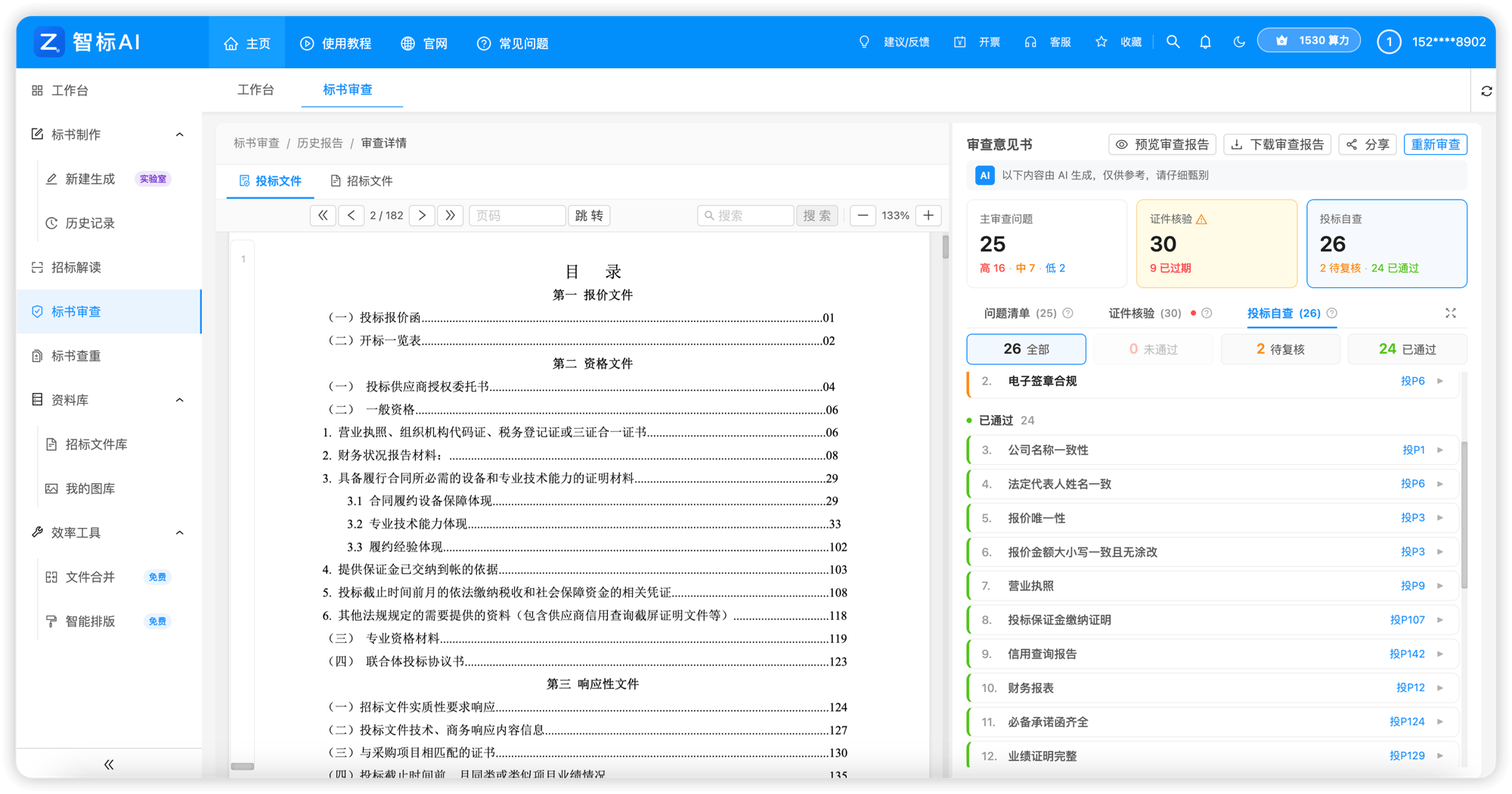 标书审查 · 审查意见书