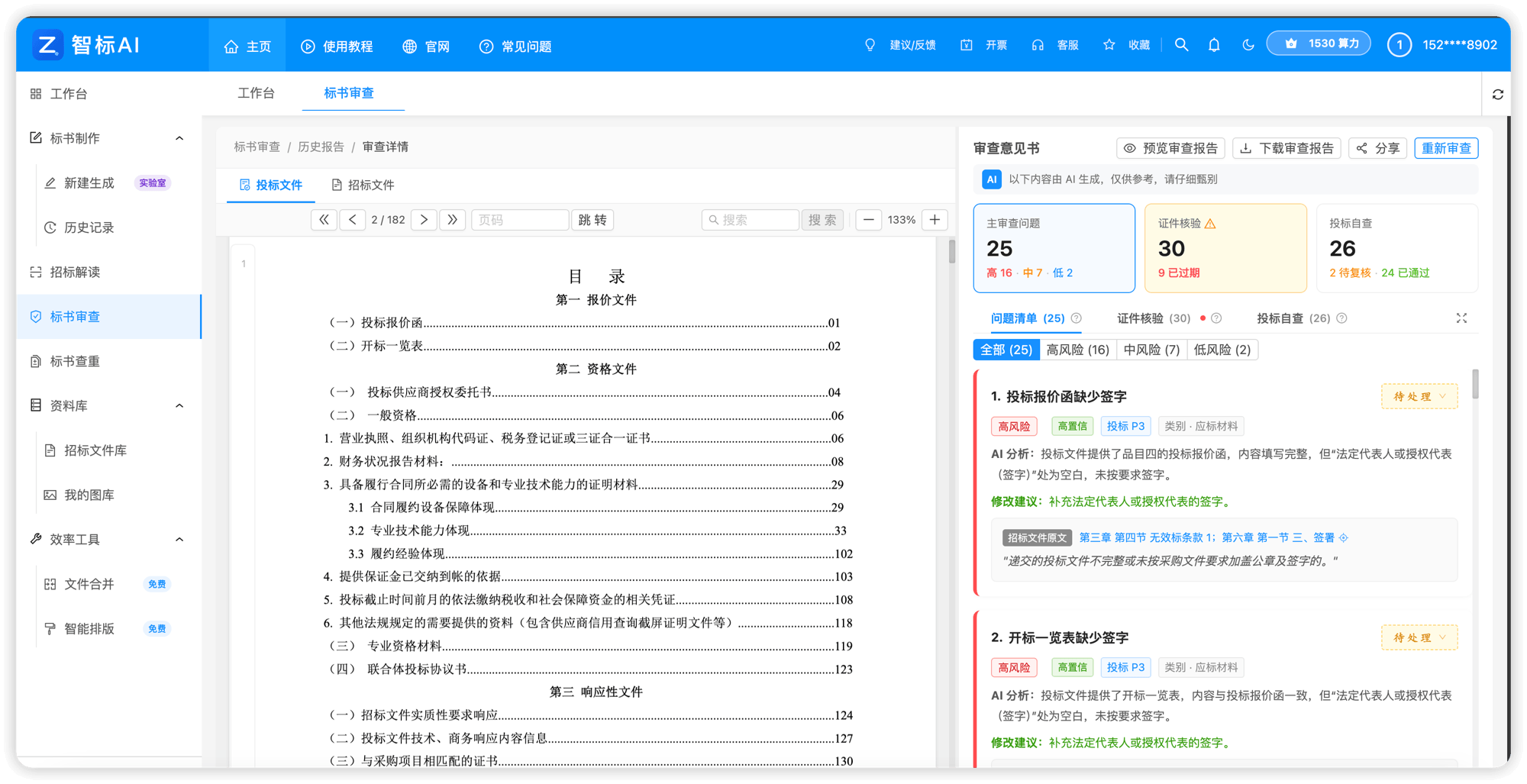 标书审查 · 审查意见书